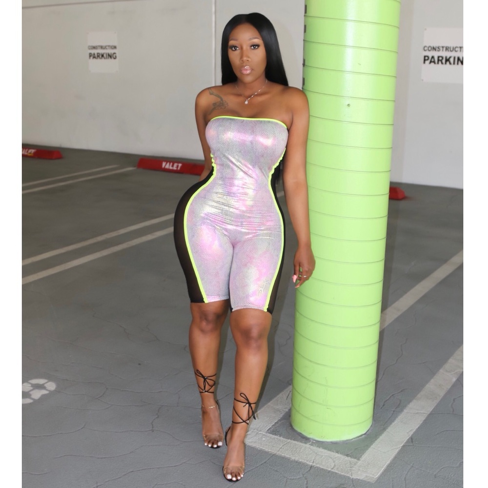Tube Romper with Mesh Sides & Front Design